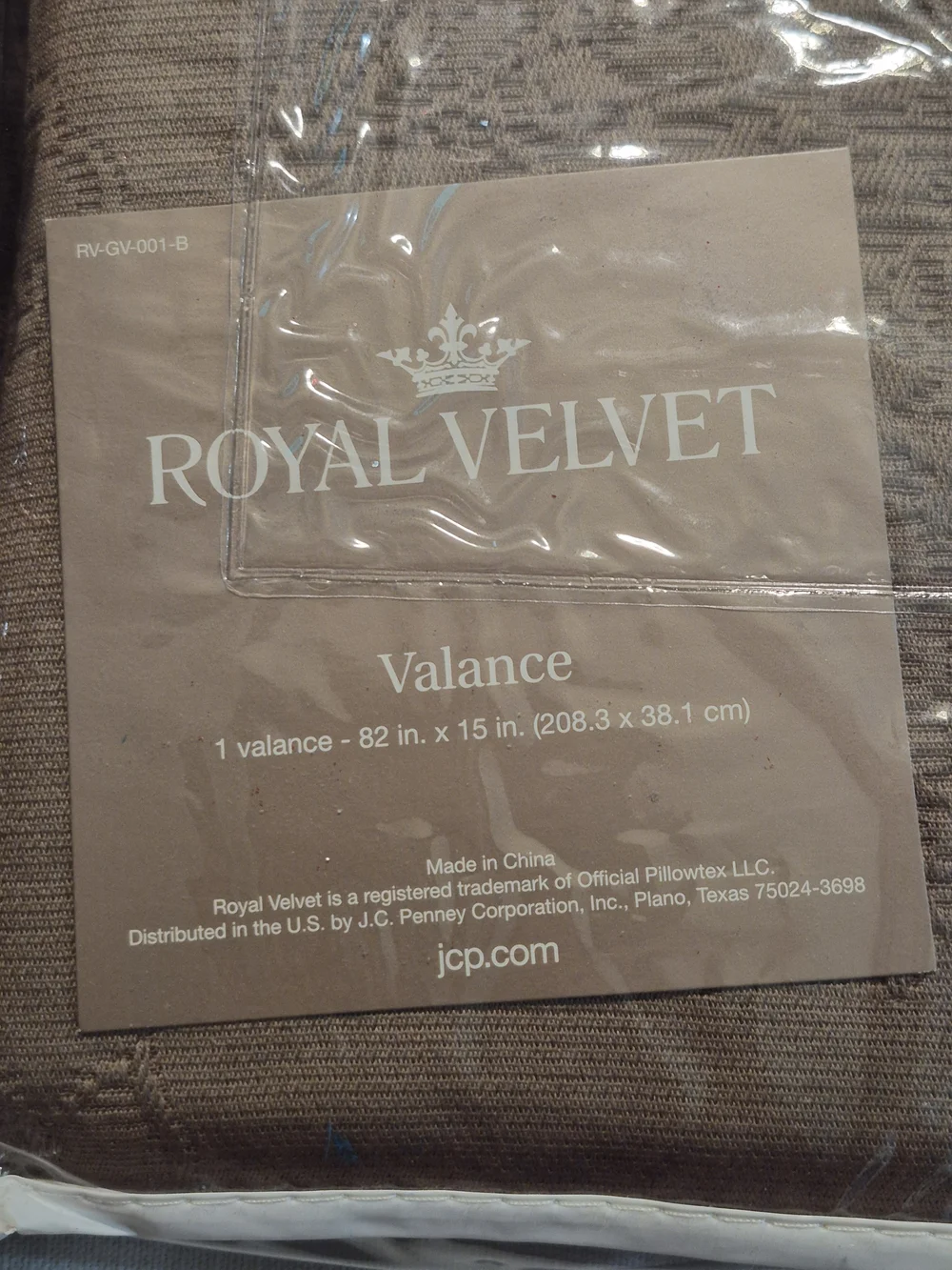 Royal Velvet Taupe Essence Window Valances 82x15 Set of 2